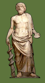 Asklepios/Äskulap ist in der antiken Mythologie der Gott der Heilkunst.
